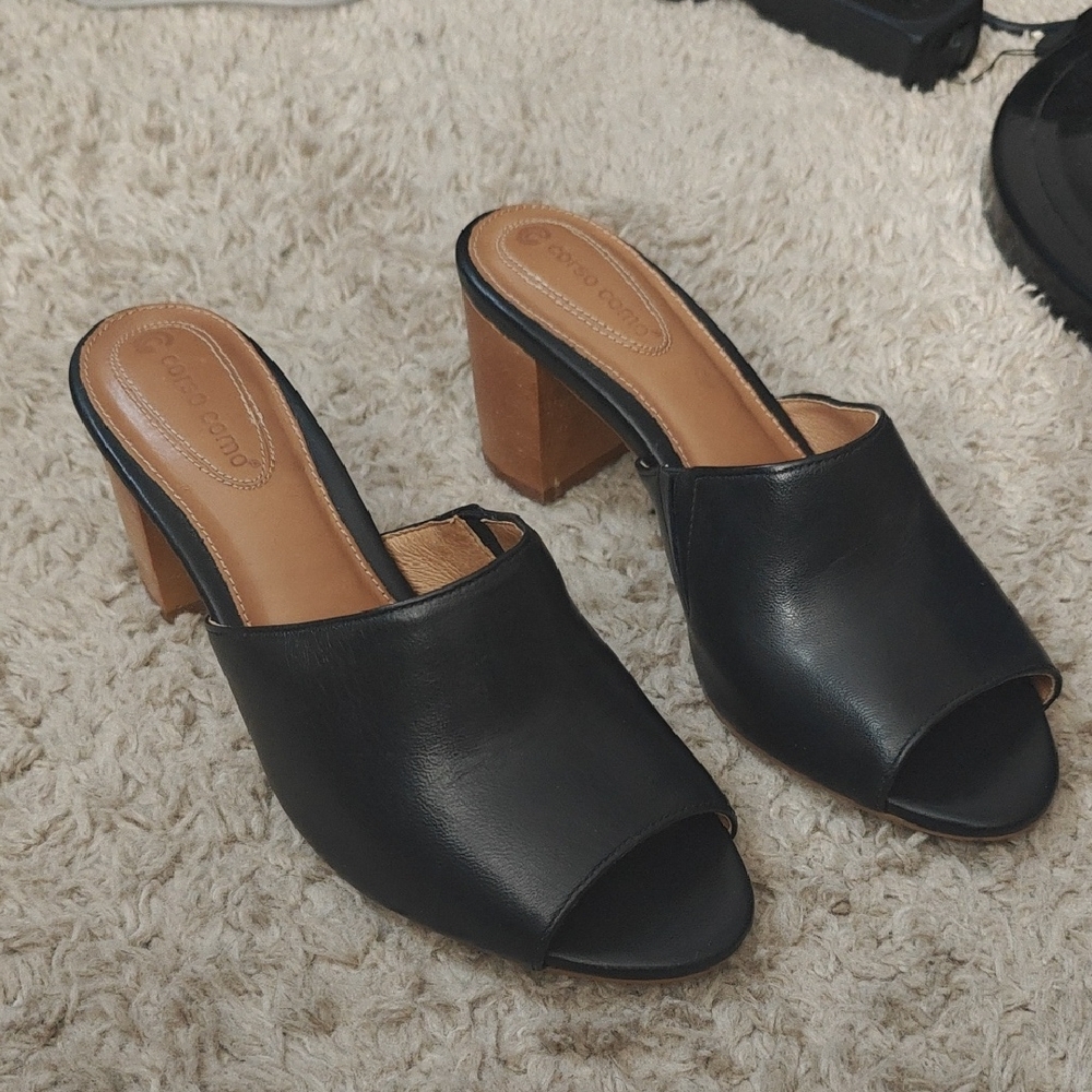 Corso Como Black and Tan Mules with Minimalist Design